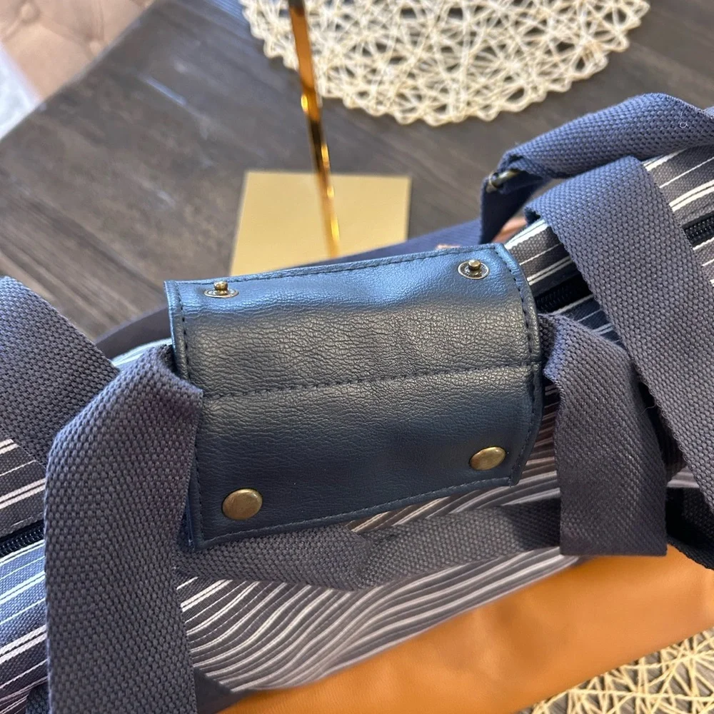 DSW J.M. Wetcher Blue Striped Weekender Duffel Bag